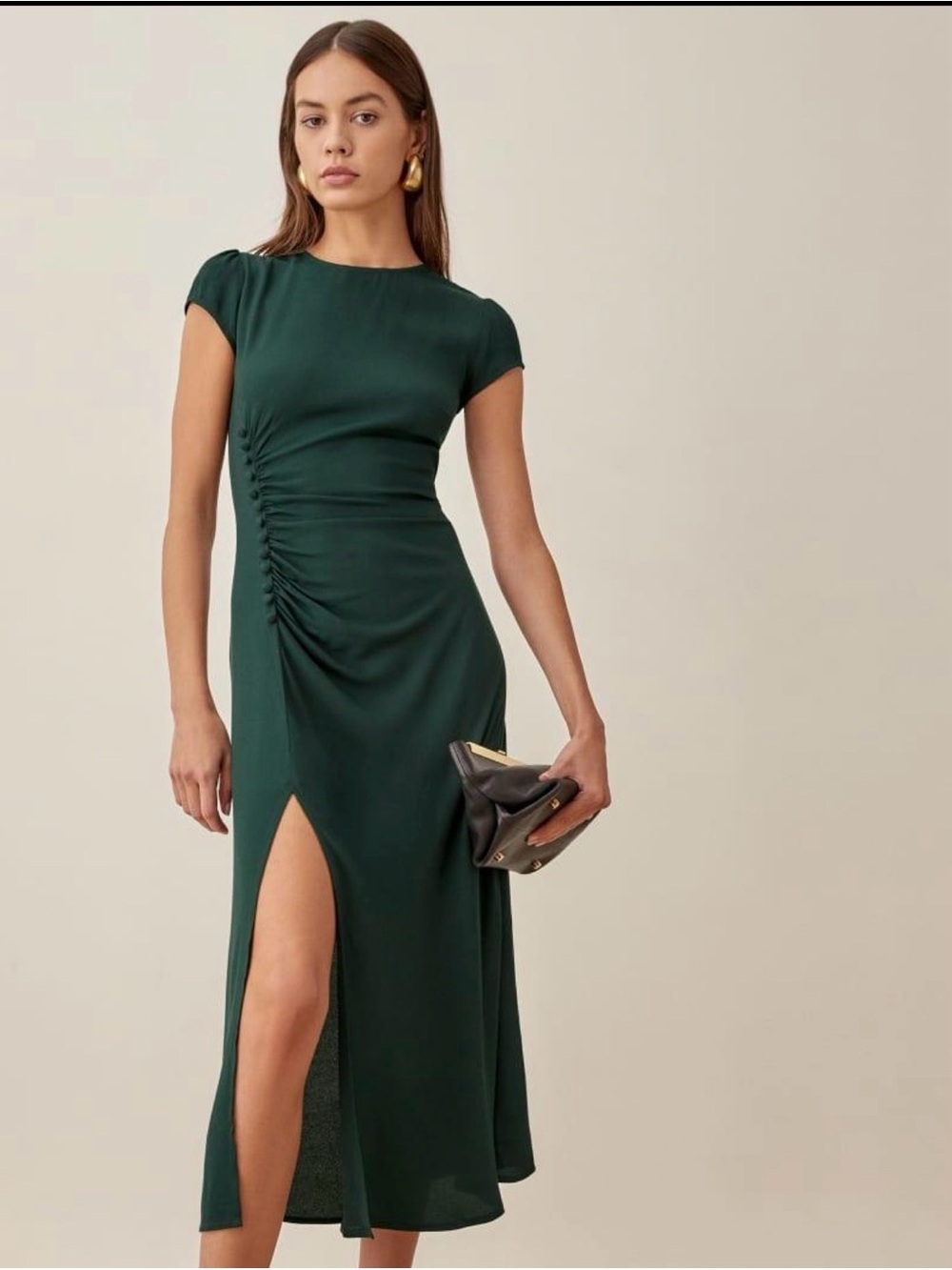 Reformation Frasier Dress Forest Green Size 8 NWT
